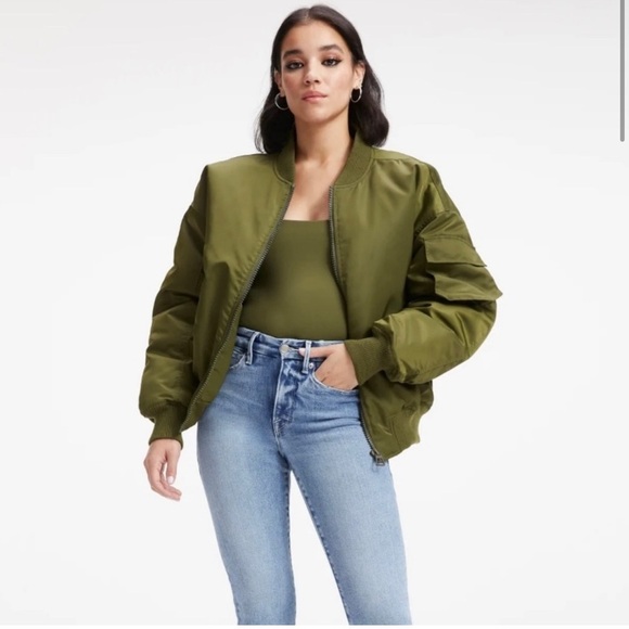 NWT Good American Satin Oversized Bomber Jacket - Picture 2 of 8